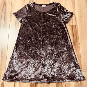 Anthropologie Pol T Shirt Dress Women's Small Crushed Velvet Purple Mini Dress